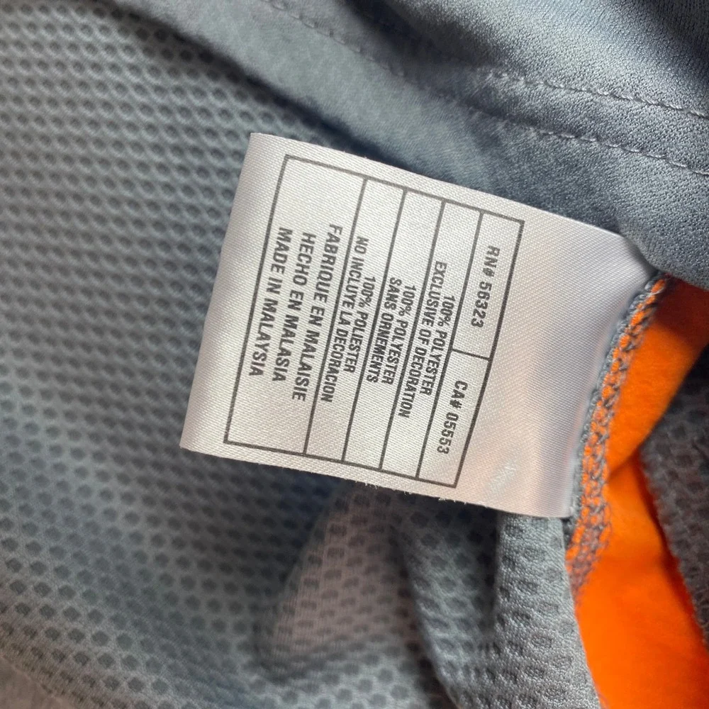 Nike Dri-FIT Mens Large Quarter Zip Pullover Gray Orange Long Sleeve Workout Top